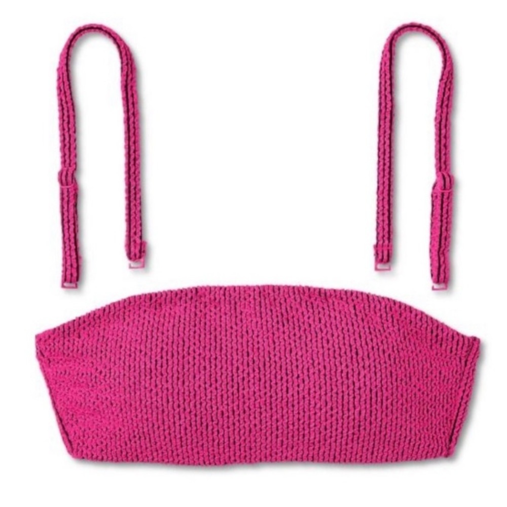 Tabitha Brown x Target Swim Top XXS Two Tone Pucker Bandeau Bikini Pink Black